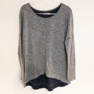 Sundays Two Raw Edge‎ High Low Gray Tunic Top Womens Size Medium